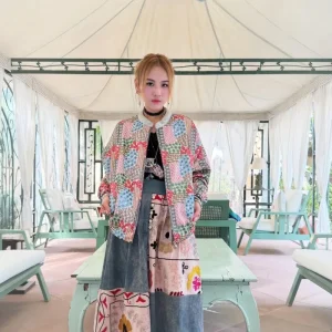 macrame 印度原廠直送 刺繡外套 紅藍色