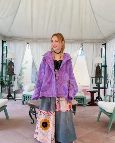 macrame 印度原廠直送 刺繡外套 紫色