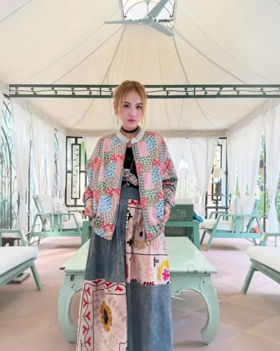 macrame 印度原廠直送 刺繡外套 紅藍色